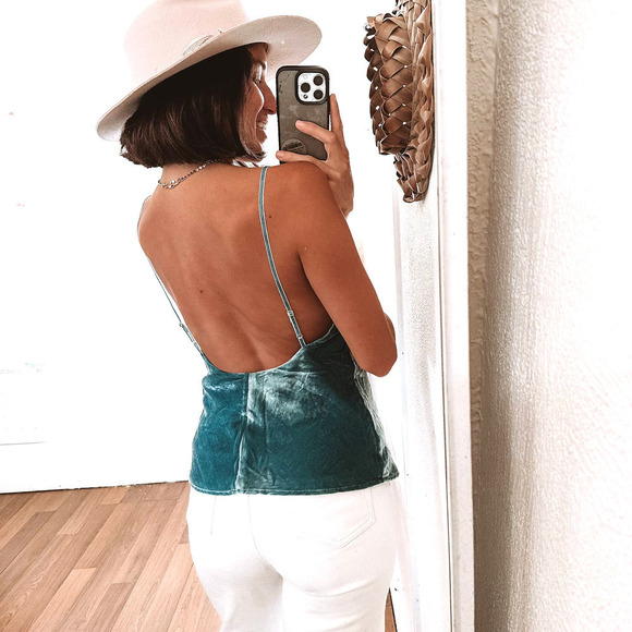 Le Superbe Nomad Velvet Cami Blue Size 8 - Picture 1 of 12